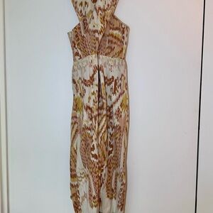 NWT Ulla Johnson, Amayah Dress, Ikat pattern cream, brown, and ochre, size 6-8
